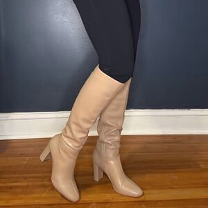Nude knee-high block heel boots | Size 7 | Worn once